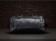 Mens Anti Theft Genuine Leather Travel Bag With Metal Buckle