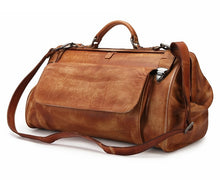 Mens Anti Theft Genuine Leather Travel Bag With Metal Buckle