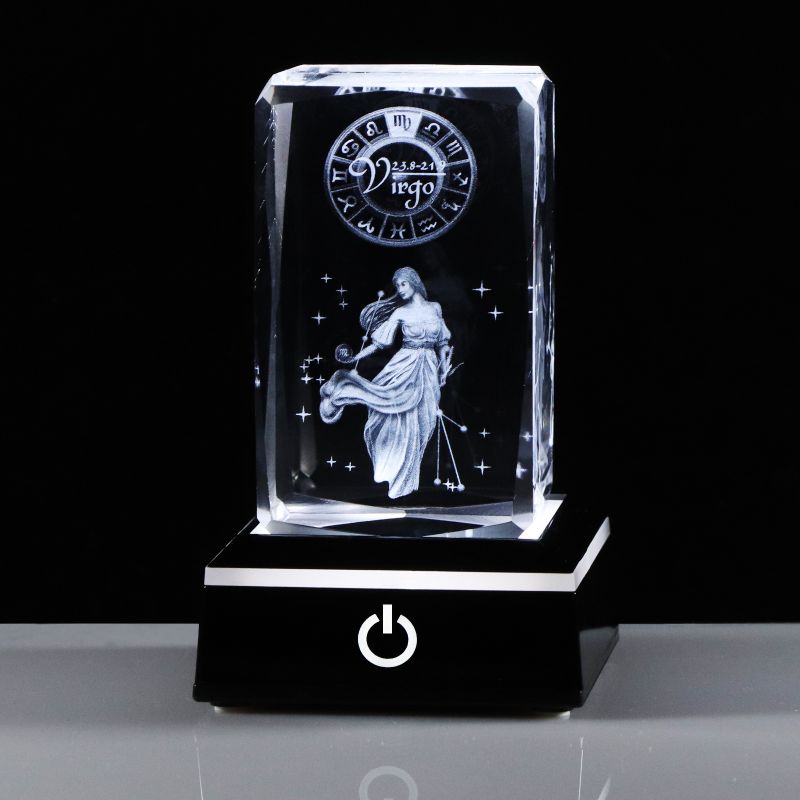 3D Glass Zodiac Signs with LED Lighting Base