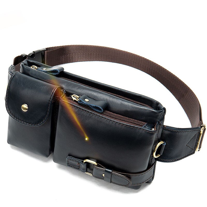 YAAGLE mens genuine leather small Hook Waist Bag Belt Pouch Fanny